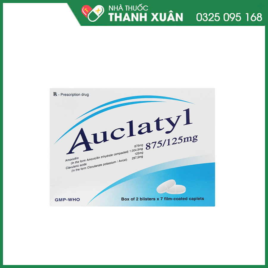 Auclatyl 875/125mg thuốc kháng sinh điều trị nhiễm khuẩn hô hấp, tiết niệu, da và mô mềm, xương khớp